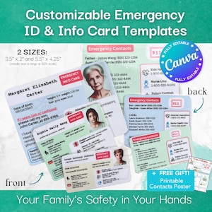 Modèle Canva personnalisable de carte d'identité d'urgence pour enfants