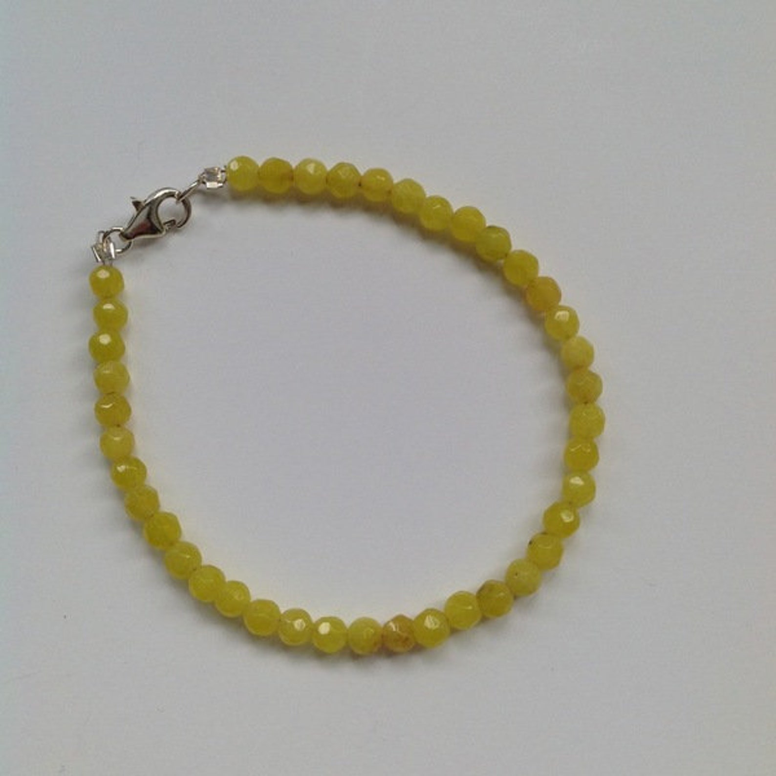 Yellow Jade Bracelet Sterling Silver Etsy UK