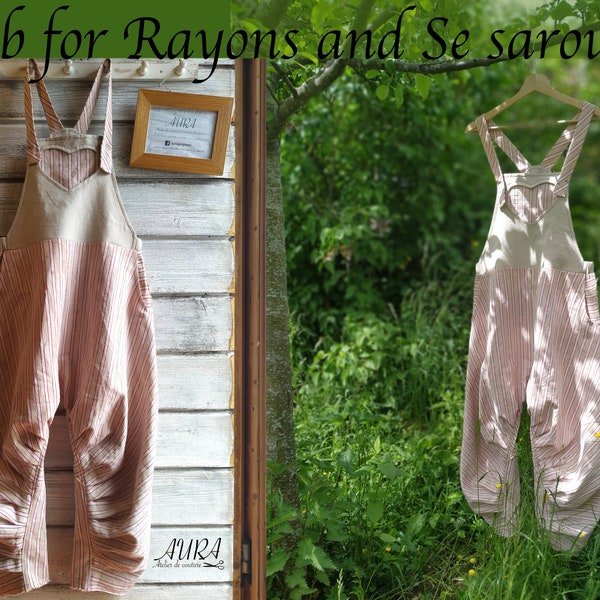 PDF Slabbetje (exclusief broek) voor rayons en Se sarouel naaipatroon maten XS-3XL voor A4, US Letter en papier op rol 36". Lagenlook Boho