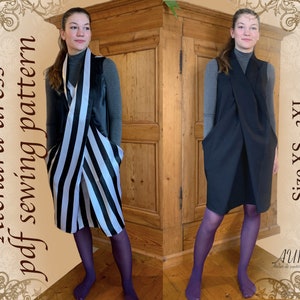 PDF Atchara cross-front dress pattern with Youtube video Tutorial size XS-3XL for A4/US letter/36&quot; in roll. Lagenlook, Classic, and unique.