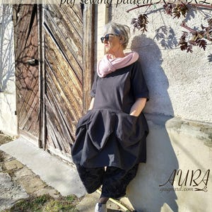 PDF-Lilien Kleid Schnittmuster mit Anleitung Von “Die Großen nähen” Größe XS-3XL für A4/US letter/36” in Rolle Lagenlook Romantisches Boho Lagenkleid