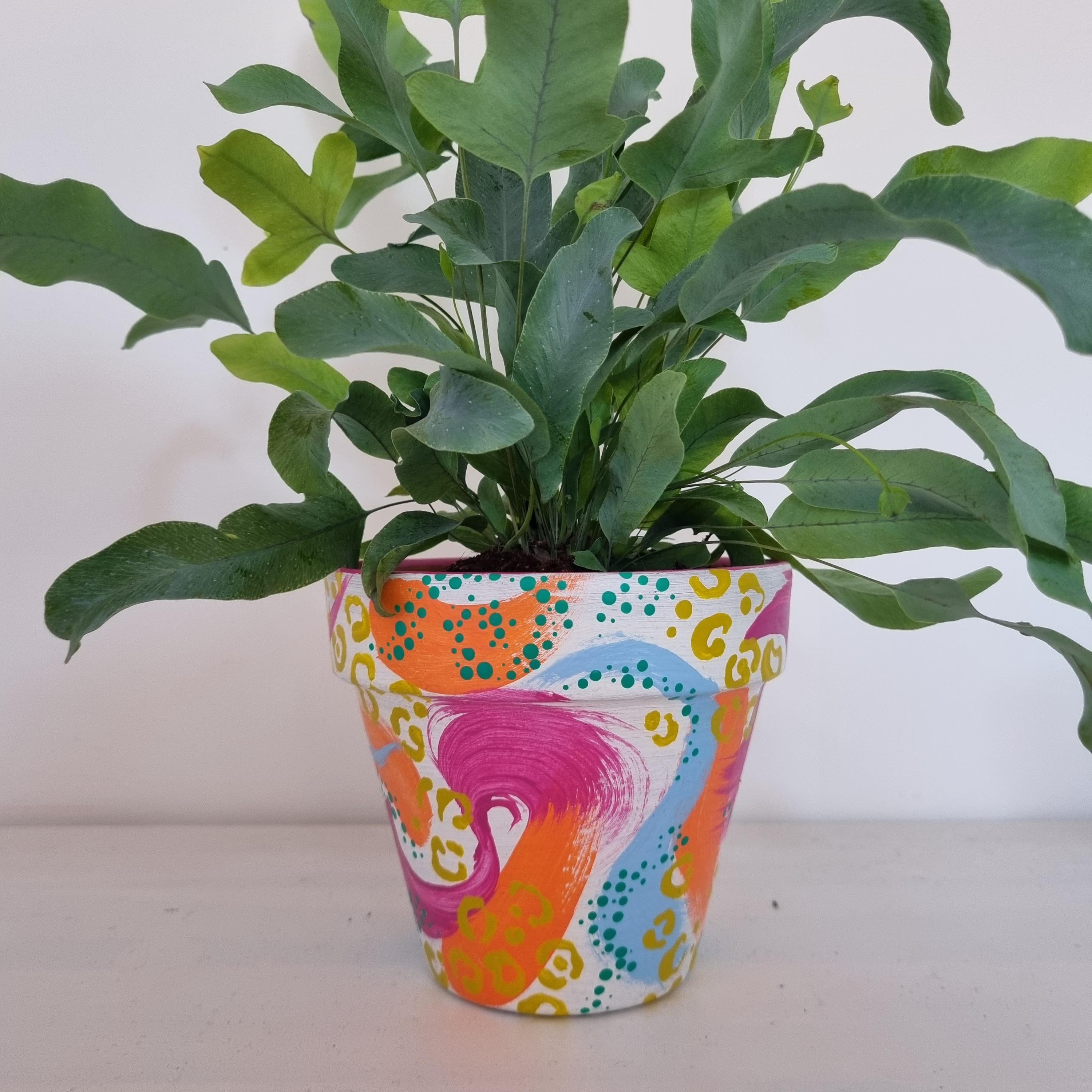 手書きアート鉢 手描きの観葉植物の鉢、それぞれユニークなデザイン - Etsy 日本