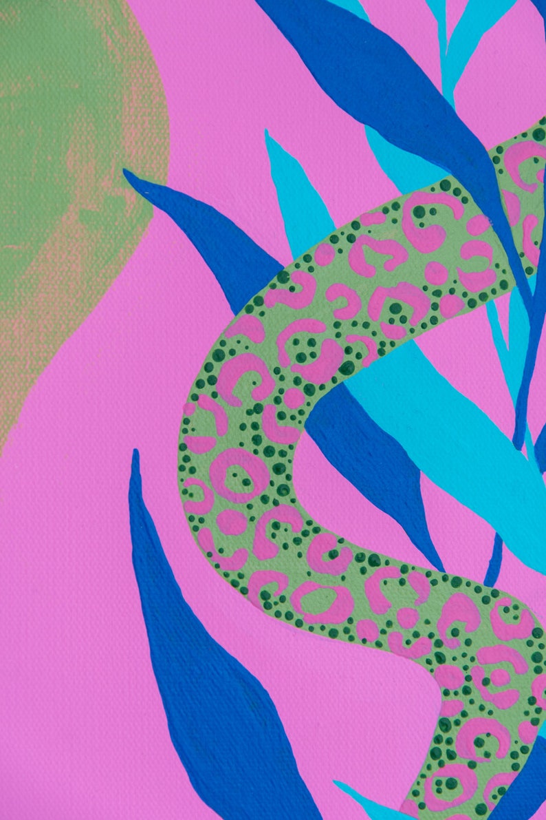 Emulsione di serpente e pittura acrilica su tela Astratta, Moderna, Luminosa Arte originale immagine 4