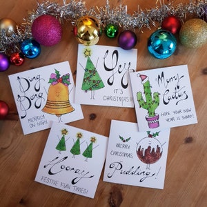 Pacote de cartões de Natal com 5 designs divertidos - Feito em Brighton