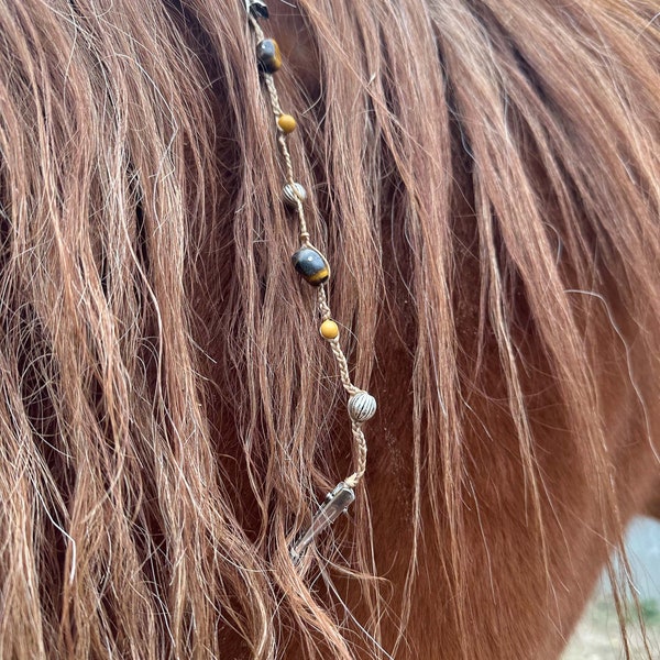 Mane Beads with Tiger's Eye and Mookaite-Charged with Energy-Rhythm Beads-Jewelry for Horses-Jewelry for Pets-Horse Lovers-Horse gifts