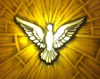 Holy Spirit Dove Painted Stained Glass