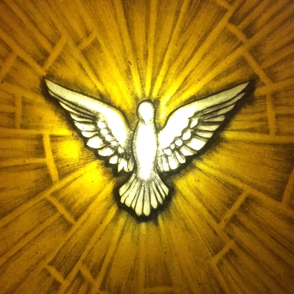 Holy Spirit Dove Painted Stained Glass