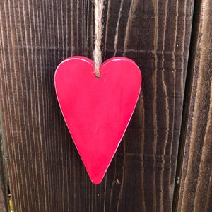 Hanging Heart,Red Heart,Wood Heart,Wooden Heart,Primitive,Heart,Shabby Chic,Love,Valentine&#39;s Day,Decor,Home Decor,Rustic,Anniversary