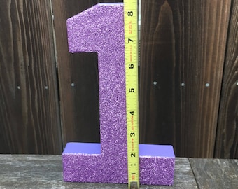Number 1 Photo Prop, First Birthday, Lavender, Mermaid, Glitter, Cake Smash, 1st, Number One, Paper Mache, Table Centerpiece, 8 inches