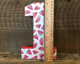 Number 1 Photo Prop,First Birthday,Watermelon,Summer,Cake Smash,One In A Melon,Number 1,1st Birthday,Table Centerpiece,8 inches
