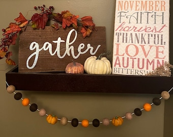 Thanksgiving Garland,Felt Ball Garland,Thanksgiving Banner,Thanksgiving Decor,Fall Garland,Fall Banner,Pumpkin Garland,Fall Felt,Felt Banner