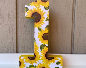 Number 1 Photo Prop,First Birthday,Sunflower First Birthday,Sunny,Cake Smash,Sunflower,1st Birthday,Table Centerpiece,Sunflower Party,Summer