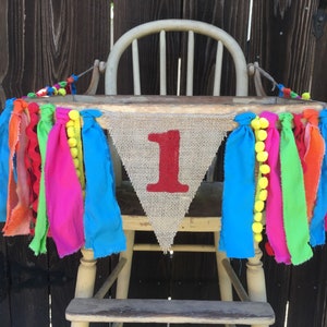 High Chair Banner, First Birthday, 1st Birthday, Fiesta Birthday, Uno Birthday, Cinco De Mayo, Taco Birthday, Rainbow, Encanto,Photo Prop image 1