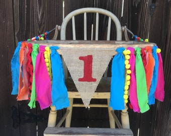 High Chair Banner, First Birthday, 1st Birthday, Fiesta Birthday, Uno Birthday, Cinco De Mayo, Taco Birthday, Rainbow, Encanto,Photo Prop