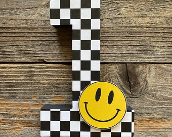 One Happy Dude,One Happy Dude Decor,One Happy Dude Birthday,Smiley Face,One Happy Dude Number,Lightening Bolt,Smiley Face Birthday,Checkered