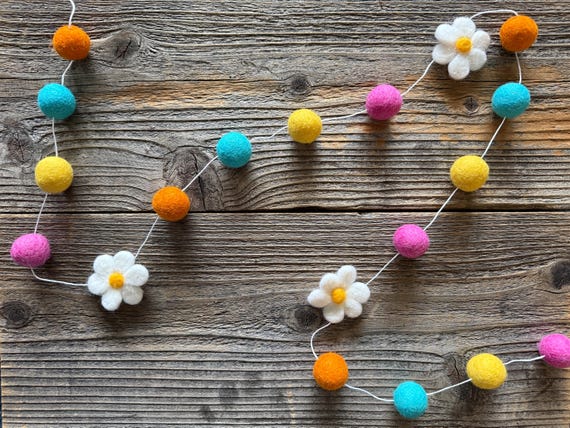 Flower Garland,Daisy Garland,Felt Garland,Felt Flower Garland,Felt Daisy,Felt Daisy Garland