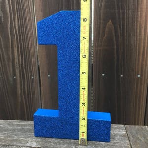 Number 1 Photo Prop, First Birthday, 1st Birthday,  Blue Photo Prop, Glitter #1, Blue One, Cake Smash, Table Centerpiece, Number One,8 inch