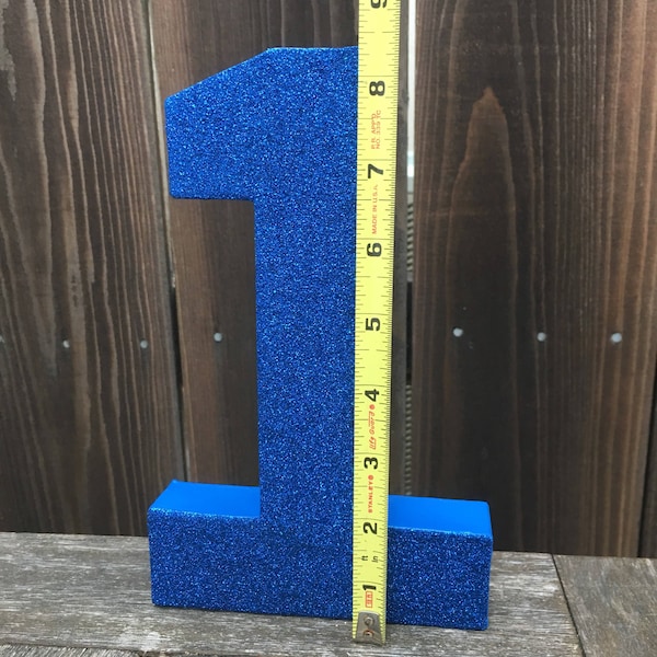 Number 1 Photo Prop, First Birthday, 1st Birthday,  Blue Photo Prop, Glitter #1, Blue One, Cake Smash, Table Centerpiece, Number One,8 inch