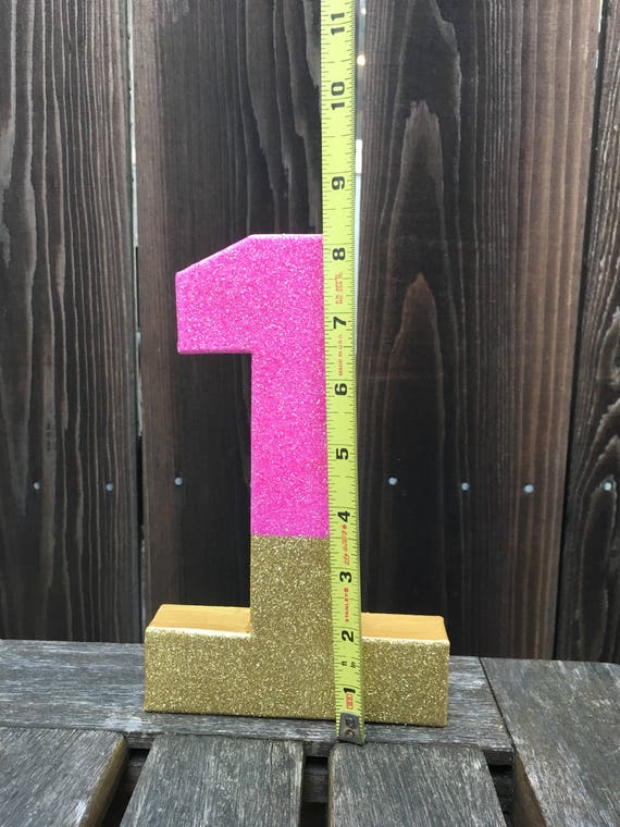 Number 1  Photo Prop, Pink and Gold, 1st Birthday, First Birthday, Girl Birthday,Girl 1st Birthday,Table Centerpiece, 8 inches