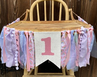 High Chair Banner,Rainbow,Rainbow Birthday,Pastel Rainbow,First Birthday,1st Birthday,Unicorn Birthday, Girl Birthday,Photo Prop,Baby Shower