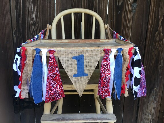 High Chair Banner, 1st Birthday, Cowboy Banner, Cowgirl Banner, Denim, Paisley, Western Birthday, Burlap Banner, Round Up, Rodeo, Country