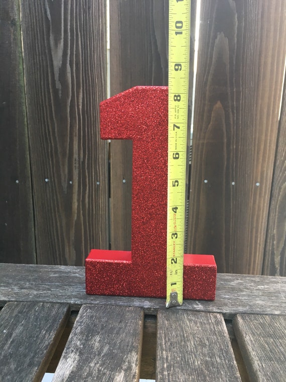 Number 1 Photo Prop, First Birthday, 1st Birthday, Photo Prop, Glitter #1, Red One, Cake Smash, Table Centerpiece, Number One, 8 inches, 1st