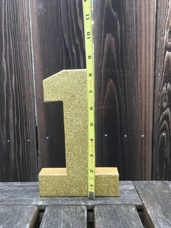 Number 1 Photo Prop, First Birthday, Gold, Glittered, Cake Smash, 1st, Number One, Paper Mache, Table Centerpiece, 8 inches