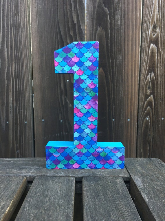 Number 1 Photo Prop, Mermaid Theme, Mermaid, First Birthday,Under the Sea, Cake Smash, 1st, Number One, Mermaid,Table Centerpiece, 8 inches