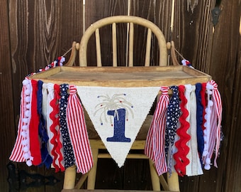 High Chair Banner, 1st Birthday, 1st Birthday Banner, First Birthday, Patriotic Birthday, 4th of July, 4th of July Banner,Garland,Photo Prop