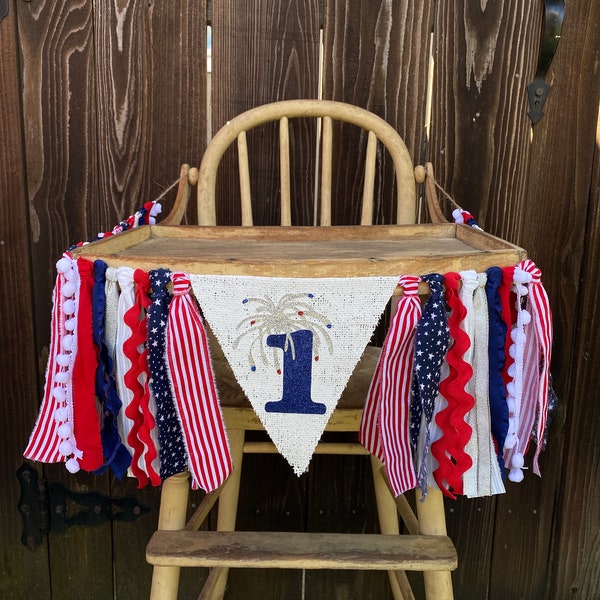 High Chair Banner, 1st Birthday, 1st Birthday Banner, First Birthday, Patriotic Birthday, 4th of July, 4th of July Banner,Garland,Photo Prop