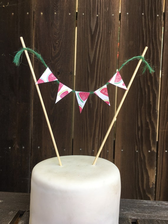 Watermelon Cake Topper,Cake Topper,Watermelon Banner,Watermelon,One In A Melon,First Birthday,1st Birthday,Cake Smash,Summer,Bunting,Paper