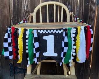High Chair Banner,1st Birthday,Birthday Banner,First Birthday,Race Car Banner,Checkered Flag,Indy 500,Datona 500,Race Day,Race Car Birthday