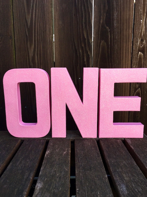 One Photo Prop,ONE,One Sign,Pink,Photoshoot,First Birthday,Cake Smash,1st,Number One,Paper Mache,Glitter,Stand Up,Table Centerpiece,8 inches