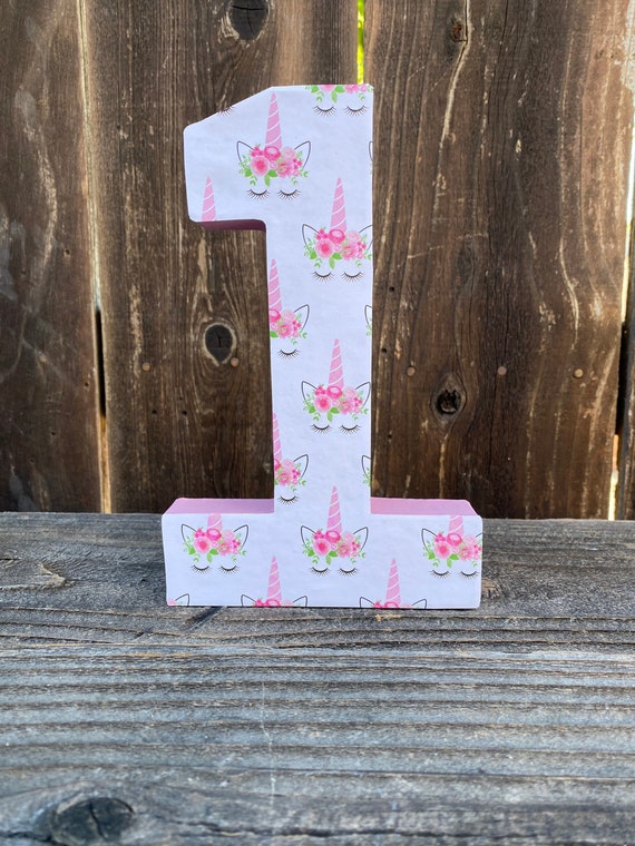 Number 1 Photo Prop,Unicorn Theme,Unicorn,First Birthday,Magical,Cake Smash,1st,Number One,Unicorn Party,Table Centerpiece,8 inches