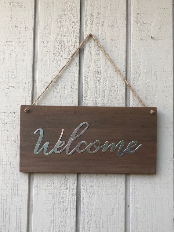 Welcome Sign,Welcome Metal Sign,Welcome Wood Sign,Farmhouse,Decor,Rustic,Home Decor,Wall Hanging,Wall Decor,Housewarming Gift