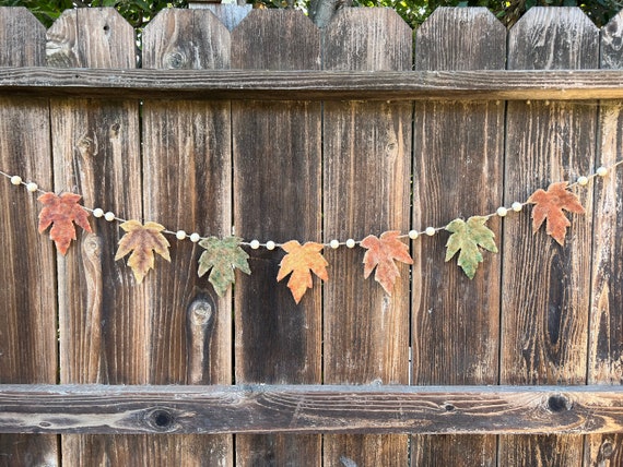 Leaf Banner,Leaf Garland,Burlap Leaf Garland,Fall Banner,Fall Decor,Thanksgiving Garland,Thanksgiving Decor,Fall Leaves,Harvest Banner