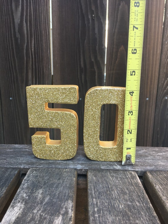 Number 50 Cake Topper, Cake Topper, Number 50 Photo Prop, 50th Birthday, 50th Anniversary, Gold, Glitter, 4 inches