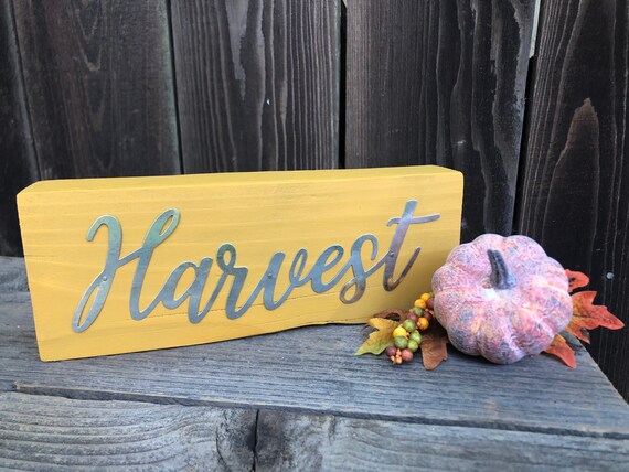 Harvest Sign,HarvestMetal Sign,Harvest Wood Sign,Thanksgiving,Fall,Farmhouse,Decor,Rustic,Home Decor,Stand Alone,Mantle Decor,Wood Block