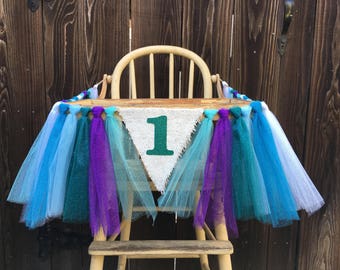 High Chair Banner,Frozen High Chair Banner,First Birthday,1st Birthday,Frozen Birthday,Tulle Banner,FrozenTheme,Mermaid,Winter Wonderland,