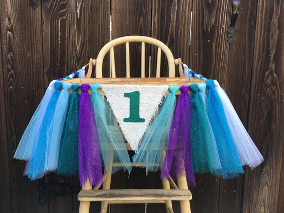 High Chair Banner,Frozen High Chair Banner,First Birthday,1st Birthday,Frozen Birthday,Tulle Banner,FrozenTheme,Mermaid,Winter Wonderland,