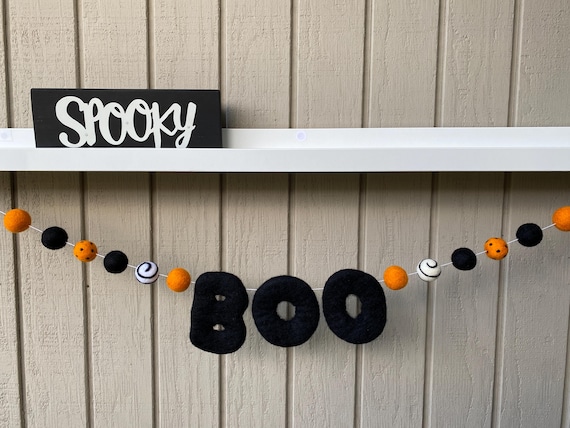 Boo Garland,Halloween Garland,Halloween Decor,Halloween Felt Garland,Halloween Felt,Boo,Spooky,Halloween Boo Banner,Halloween Boo Decor