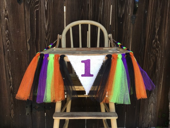 High Chair Banner,1st Birthday,Tulle Banner,First Birthday, Halloween Birthday,Halloween,Halloween Banner,Tulle,Garland,Photo Prop,Fall