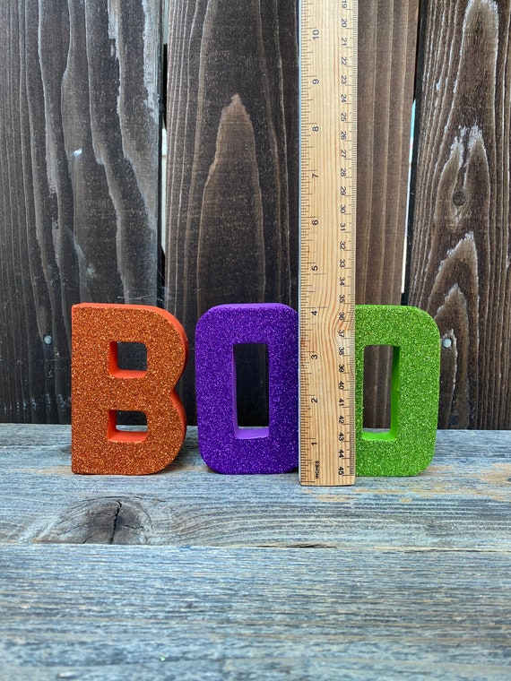 Boo Letters,Boo Sign,Halloween,Halloween Decor,Boo Decor,Fall,Fall Decor,Happy Halloween,Glitter,Halloween Sign,Photo Prop,4 inches