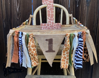High Chair Banner,Wild One,Safari Banner,Jungle,Animal Print,Zoo,1st Birthday, First Birthday,Cake Smash,Photo Backdrop,Fabric Garland,Prop