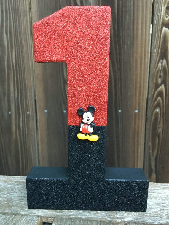 Number 1 Photo Prop, First Birthday, Glittered, Mouse, Mickey Inspired, Cake Smash, 1st, Number One, Photo Prop, Table Centerpiece, 8 inches