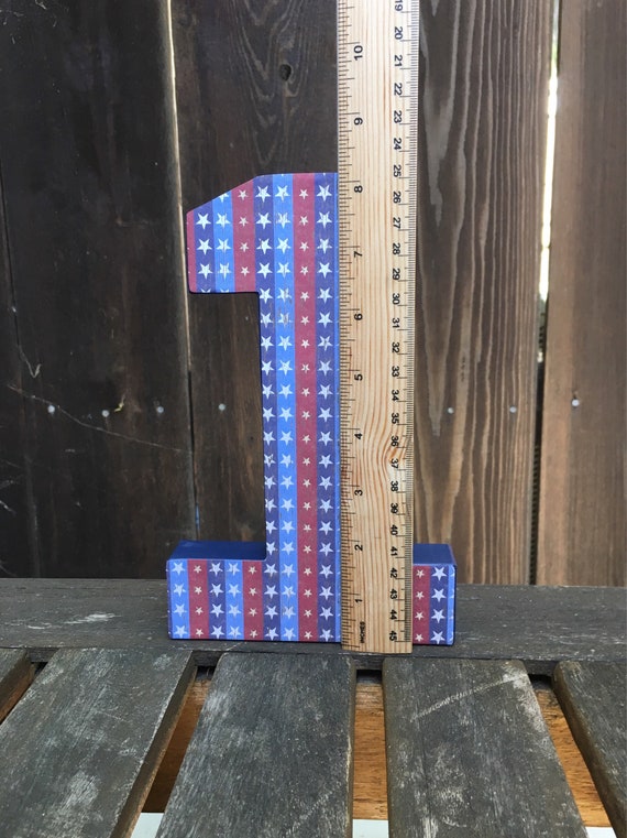 Number 1 Photo Prop,First Birthday,4th of July,Cake Smash,Patriotic,Star,Rustic,Number One, 1st Birthday, Table Centerpiece,8 inches