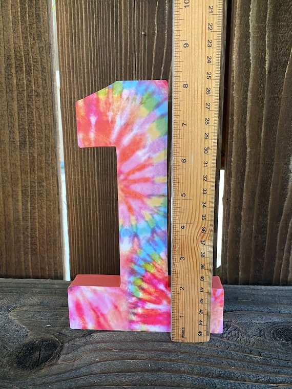 Number 1 Photo Prop,Number 1,First Birthday,Tie Dye,Summer Of Love,Cake Smash,Tie Dyed,Number 1,1st Birthday,60's Party,60's Decor,8 inches