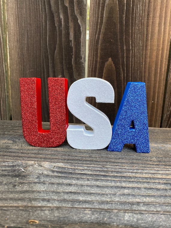 4th of July,4th of July Decor,USA,USA Letters,USA Word,Fourth of July,Patriotic,Patriotic Decor,Fourth of July Decor,Red White Blue,4 inches