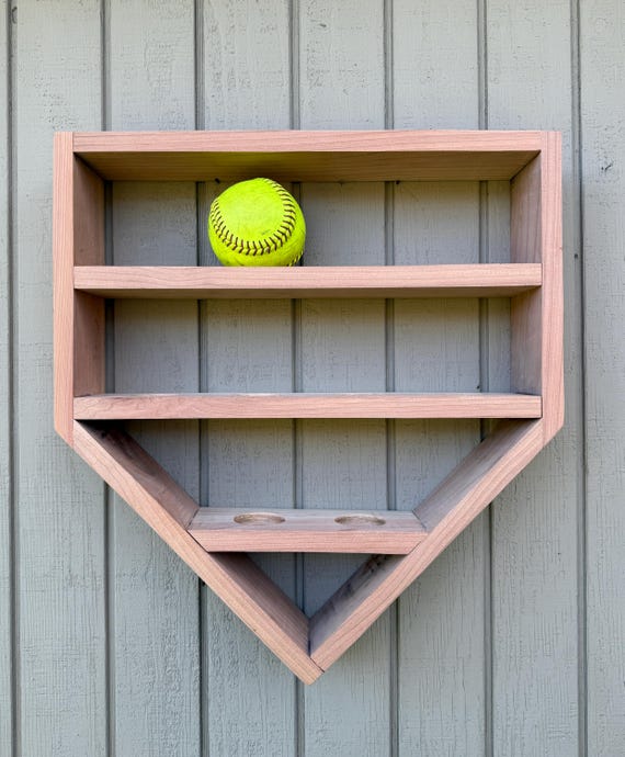 Softball Display,Home Plate,Softball Shelf,Softball Organizer,Softball Rack,Game Ball,Trophy Holder,Shadow Box,Baseball Holder,Rustic
