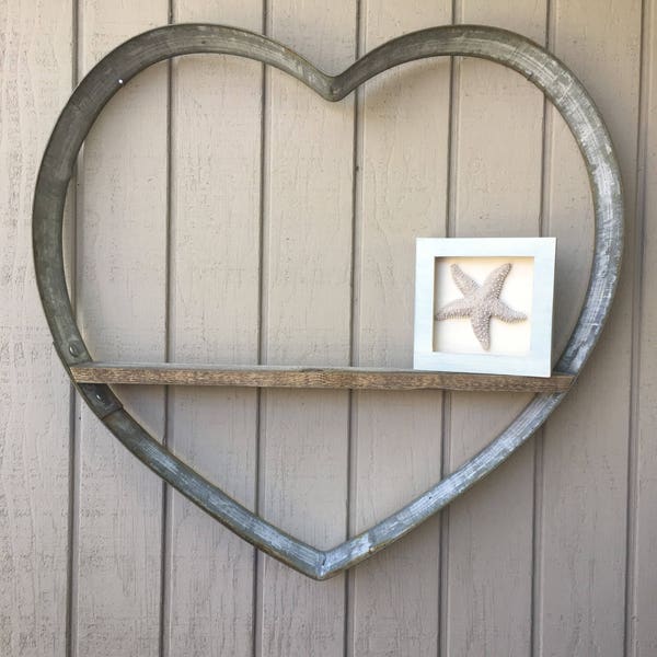 Wine Barrel Heart,Metal Heart,Metal Decor,Rustic Decor,Farmhouse Decor,Rustic Wall Art,Wine Barrel,Heart Shelf,Rustic Heart